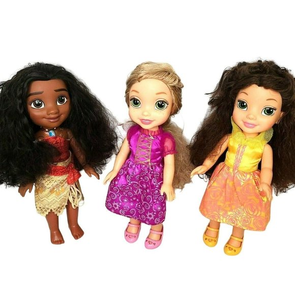 Lot (3) My First Disney Princess Doll Belle Moana Rapunzel Dolls *READ* Jakks - Picture 1 of 14